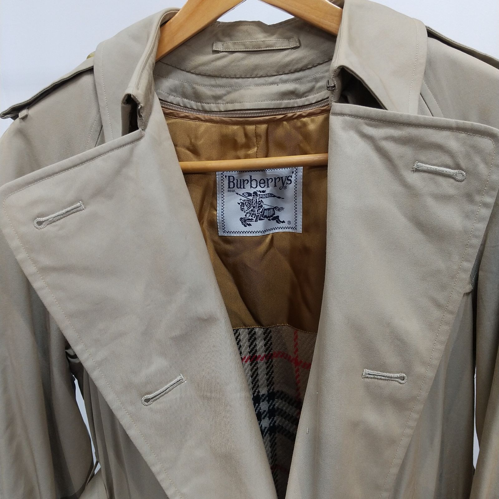 美品 BURBERRY トレンチコート ダブル ベージュ 7号 ベルト - メルカリ