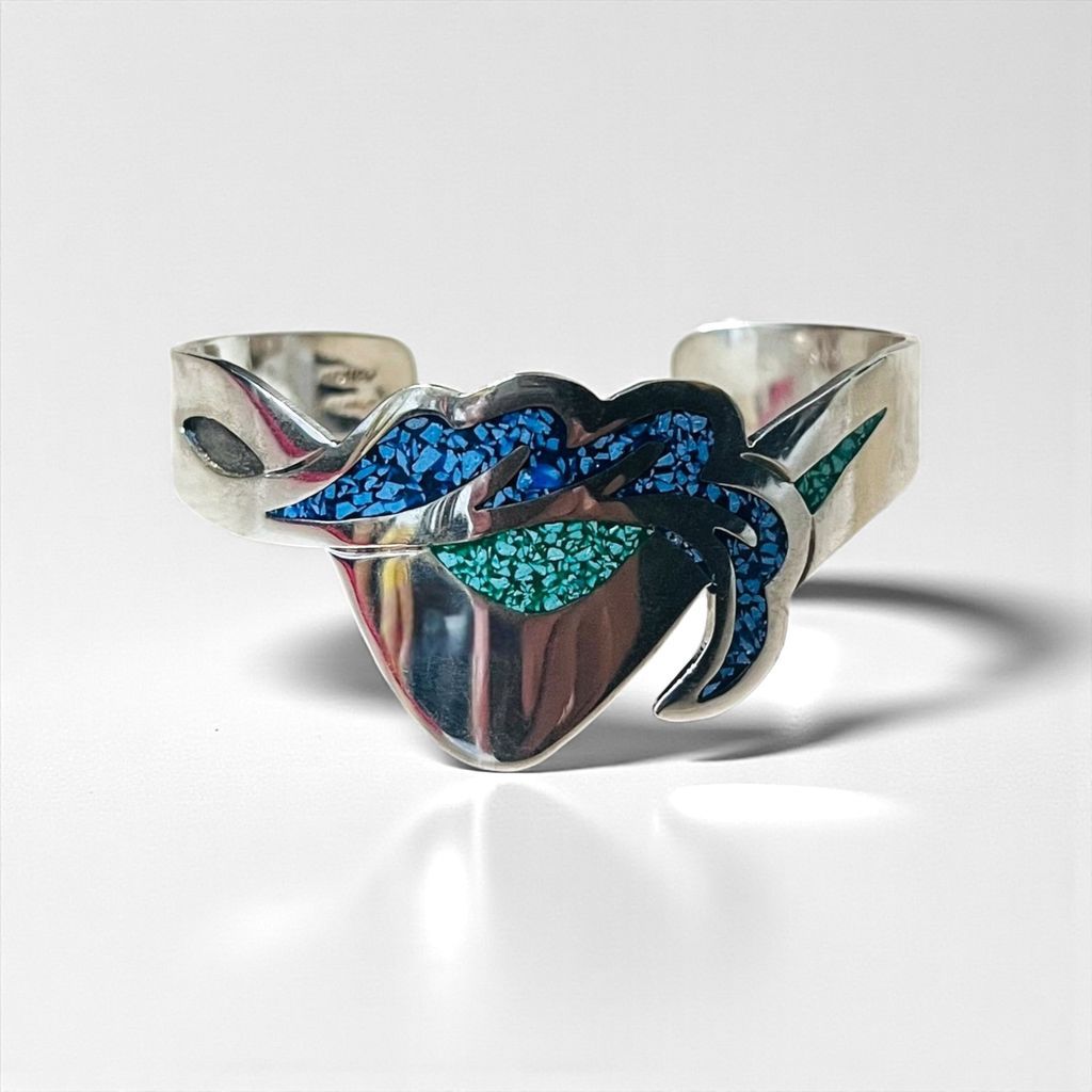 Vintage Mexican Jewelry インレイ バングル シルバー SILVER 925