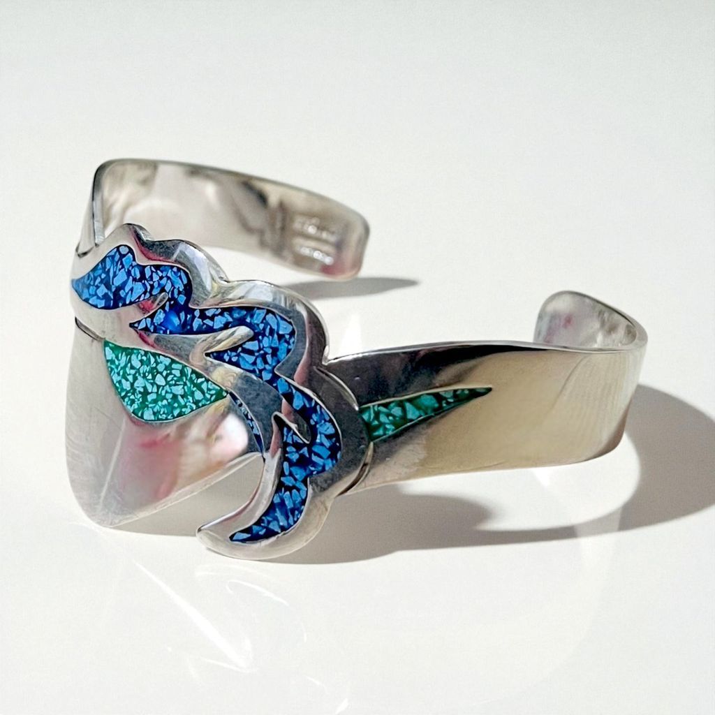 Vintage Mexican Jewelry インレイ バングル シルバー SILVER 925