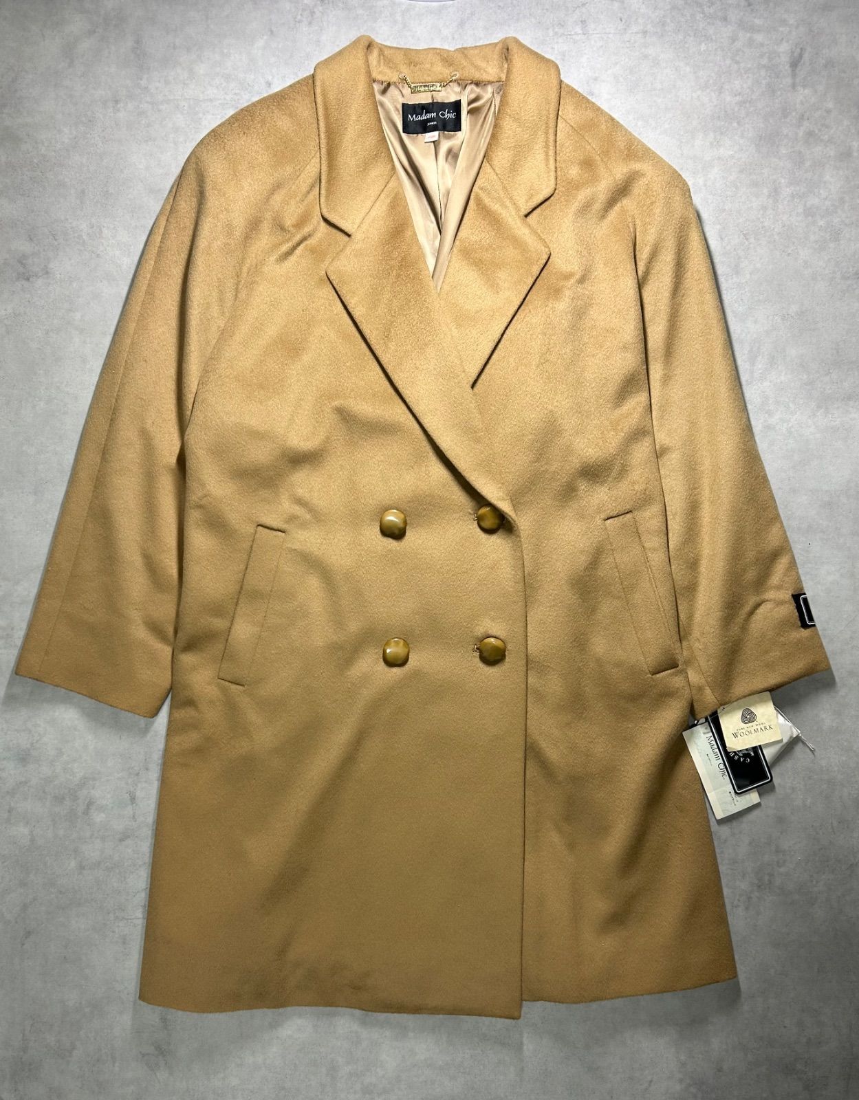 極上カシミヤ100%】美品 キャメル ダブルブレストコート 158BR 肩