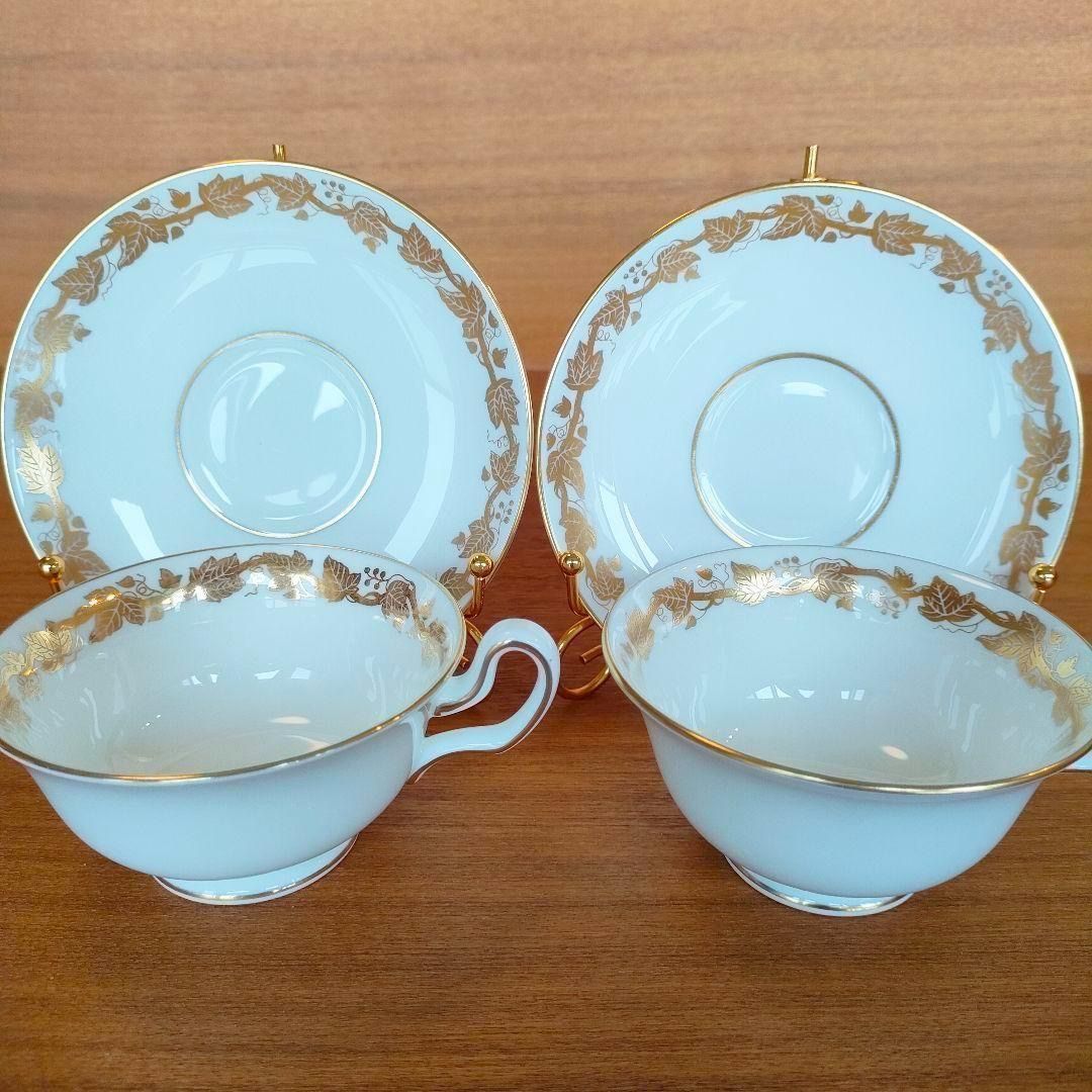 【美品】 ウェッジウッド ホワイトホール パウダー ホワイトゴールド ２客セット 美品】 ウェッジウッド ホワイトホール パウダー ホワイトゴールド 2