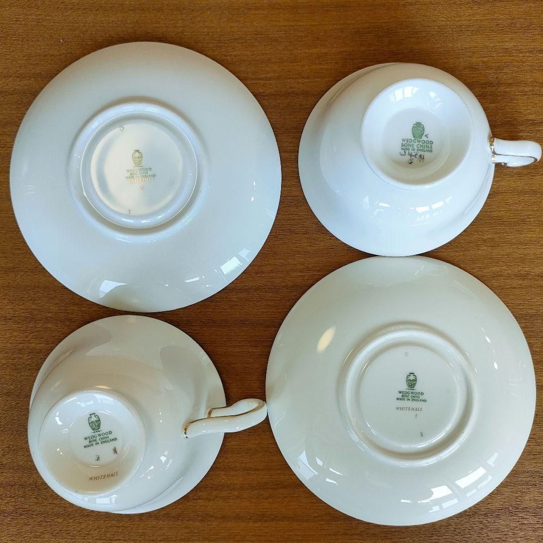 【美品】 ウェッジウッド ホワイトホール パウダー ホワイトゴールド ２客セット 美品】 ウェッジウッド ホワイトホール パウダー ホワイトゴールド 2