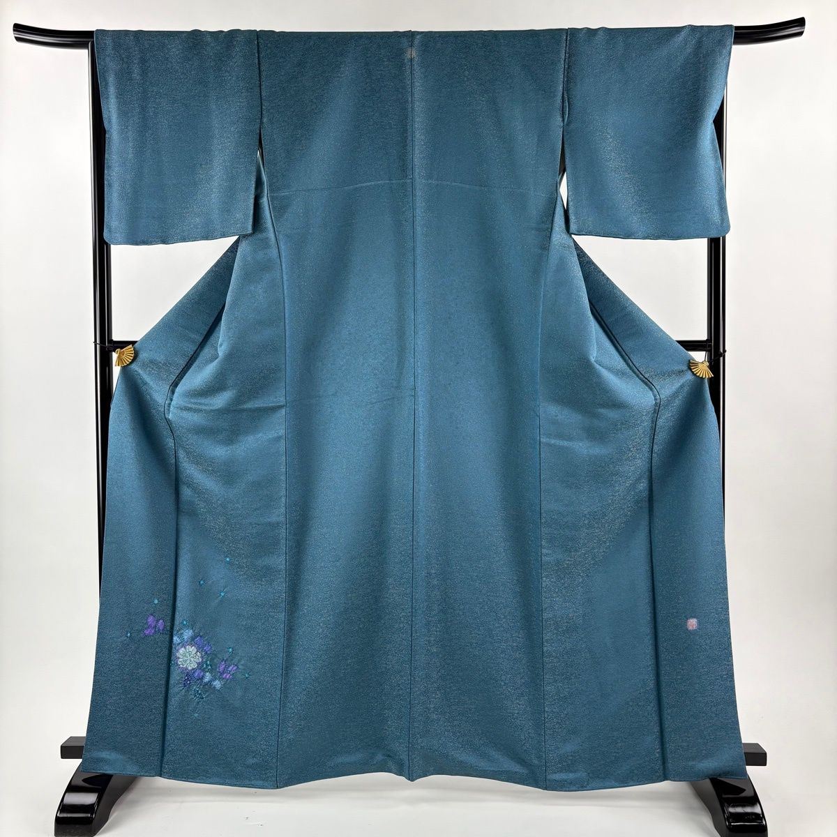 美品】 付下げ 身丈165cm 裄丈67cm M 袷 久保田一竹工房 落款 草花 金