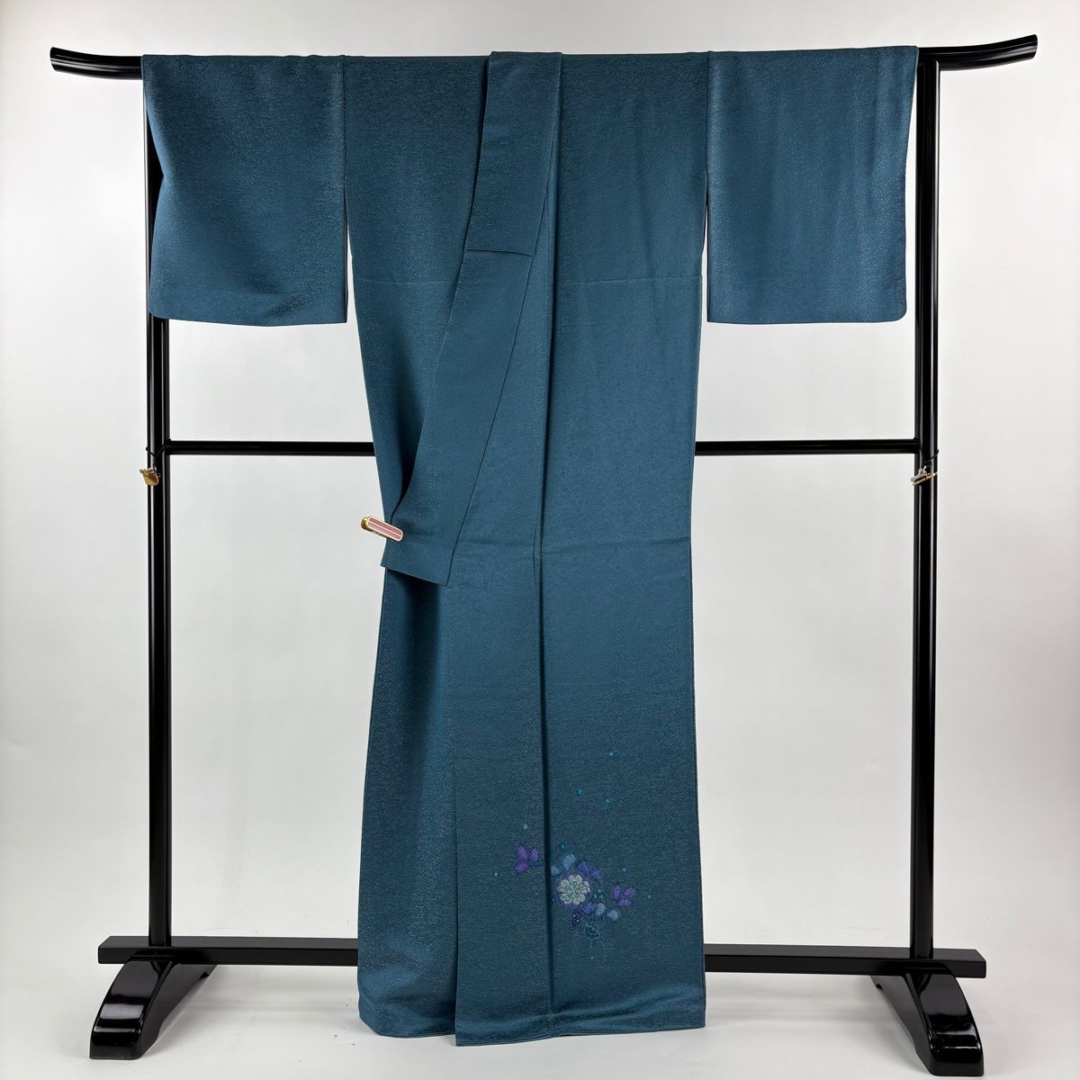 美品】 付下げ 身丈165cm 裄丈67cm M 袷 久保田一竹工房 落款 草花 金