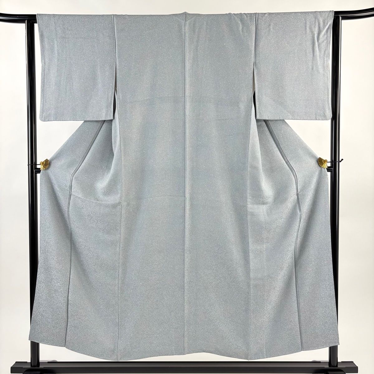 小紋 身丈152 cm 裄丈63 S 袷 幾何学模様 ぼかし 青灰色 正絹 一つ紋