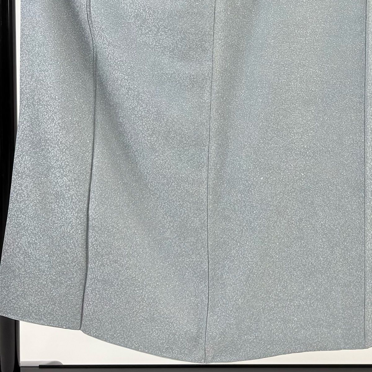 小紋 身丈152 cm 裄丈63 S 袷 幾何学模様 ぼかし 青灰色 正絹 一つ紋