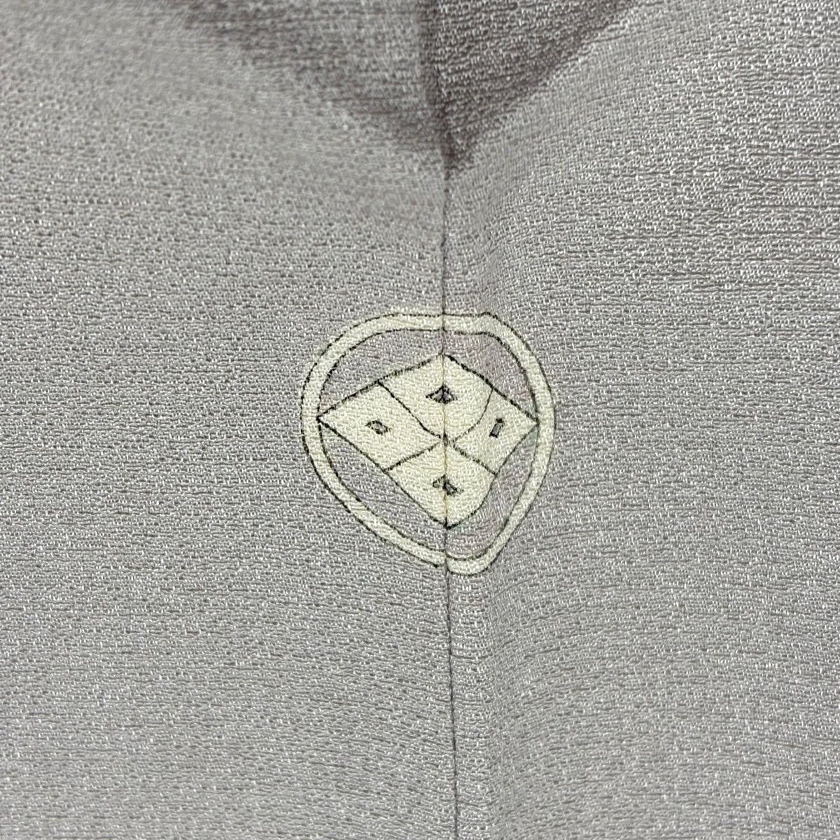  小紋 身丈153 cm 裄丈64 5 M 袷 花車 花丸文 刺繍 金糸 灰紫 正絹 一つ紋 小紋 着物