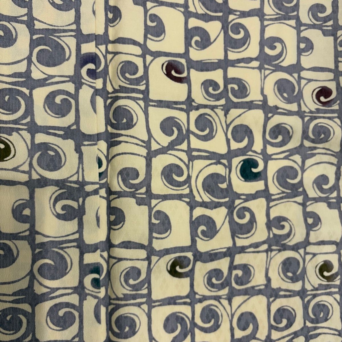  小紋 身丈156 5 cm 裄丈67 M 袷 落款 唐草 クリーム 正絹 秀品 小紋 着物