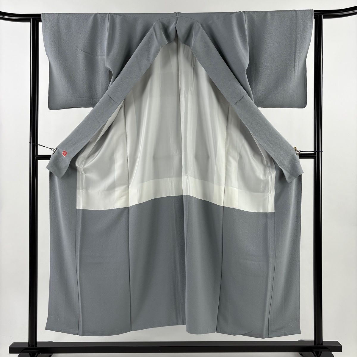 色無地 身丈152cm 裄丈63cm S 袷 花井幸子 落款 青灰色 正絹 秀品 一つ