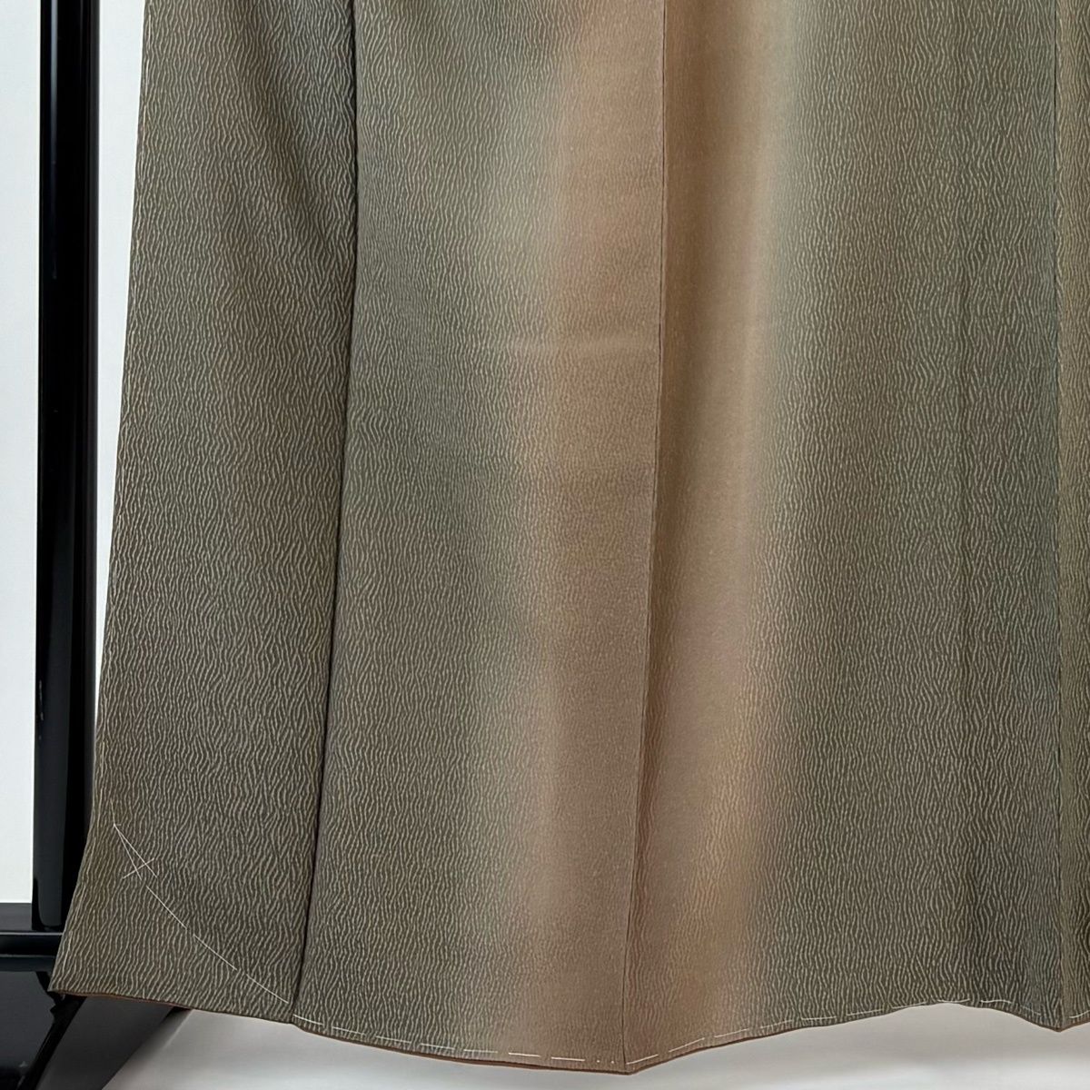 小紋 身丈162.5 cm 裄丈67 M 袷 幾何学 ぼかし 茶緑色 正絹 秀品