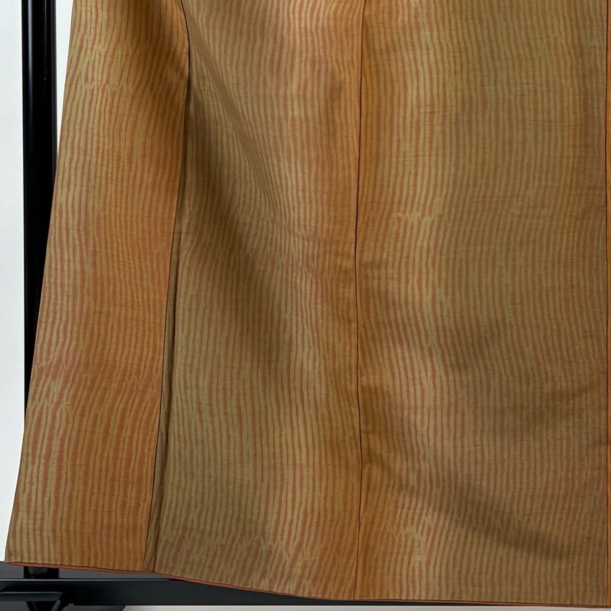 小紋 身丈160 cm 裄丈61.5 S 袷 紬地 幾何学模様 絞り 茶色 正絹 秀品