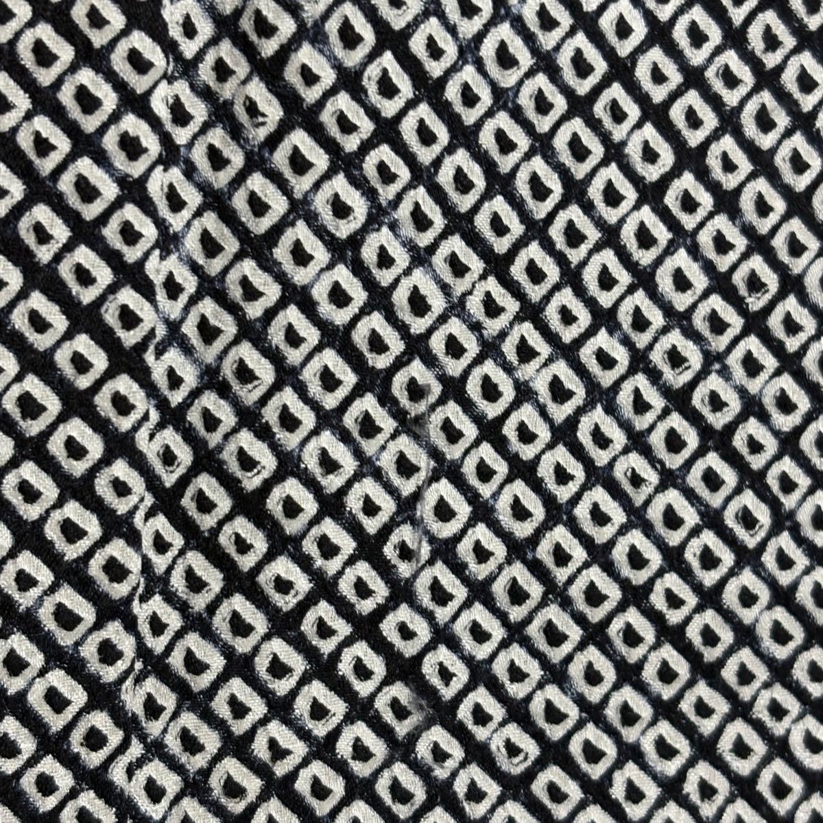 小紋 身丈154.5cm 裄丈61.5cm S 袷 総絞り 黒 正絹 秀品 一つ紋 【中古