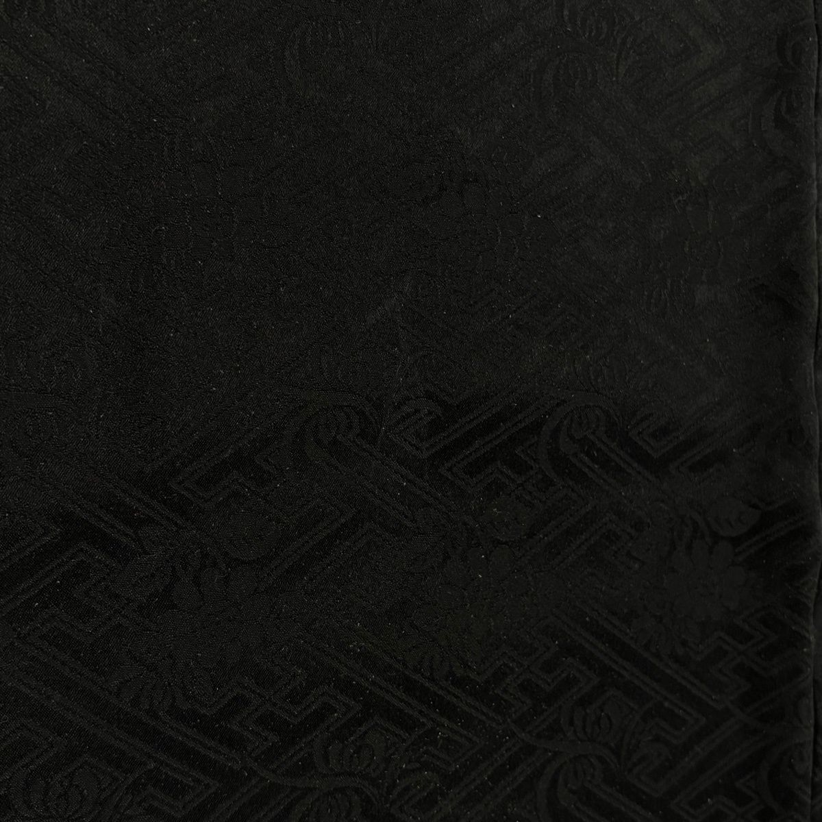 小紋 身丈154.5cm 裄丈61.5cm S 袷 総絞り 黒 正絹 秀品 一つ紋 【中古