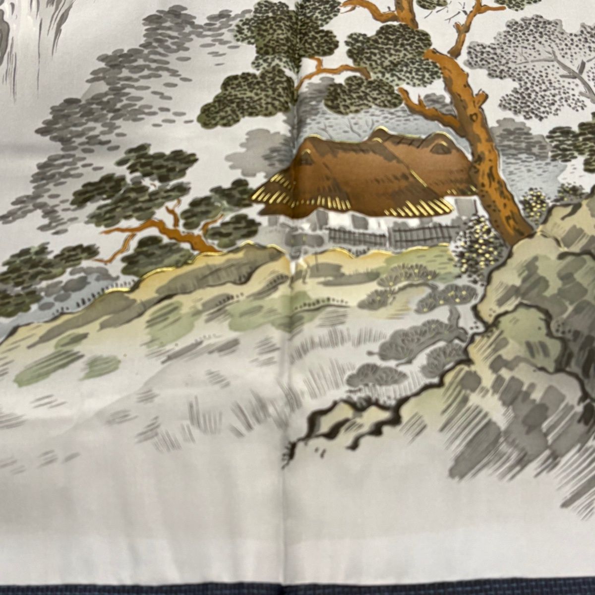  男着物 身丈140 cm 裄丈69 5 S 袷 アンサンブル 大島紬地 幾何学 紺色 正絹 秀品 着物 着物 浴衣