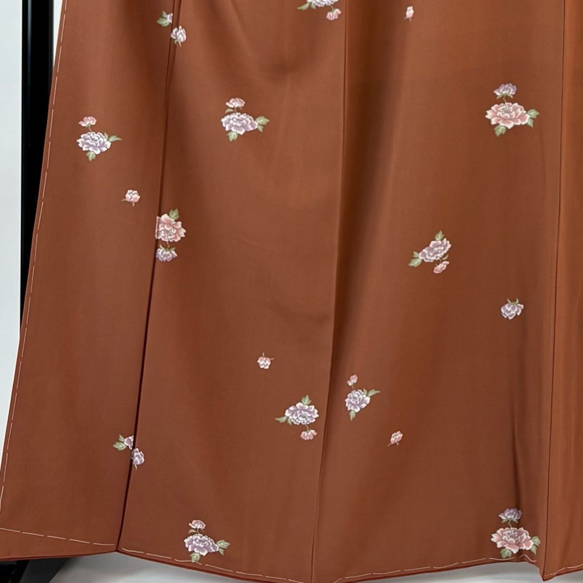 小紋 身丈165 cm 裄丈67 M 袷 牡丹 赤茶 正絹 秀品