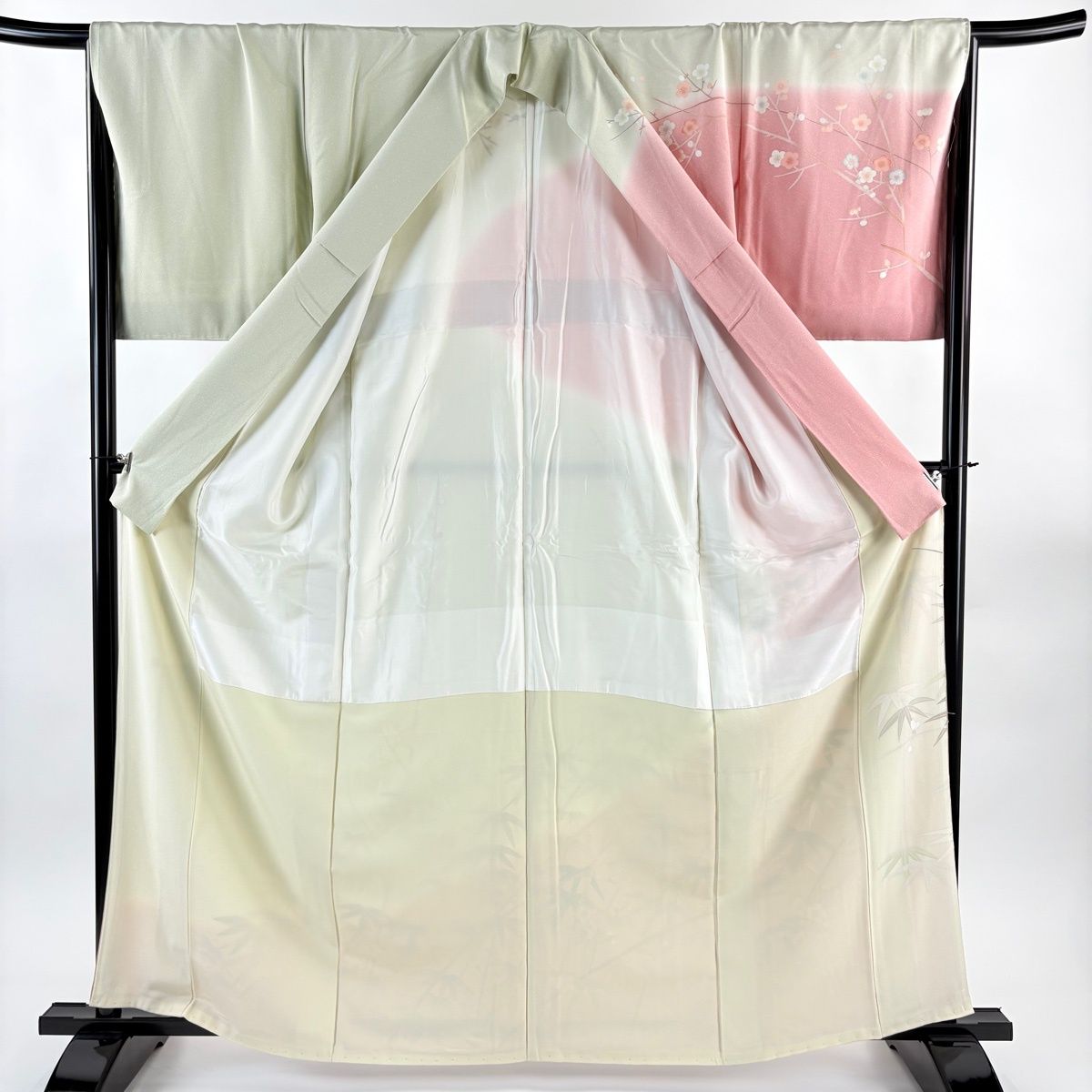 訪問着 身丈161.5cm 裄丈67cm M 袷 落款 枝梅 笹 染め分け ぼかし