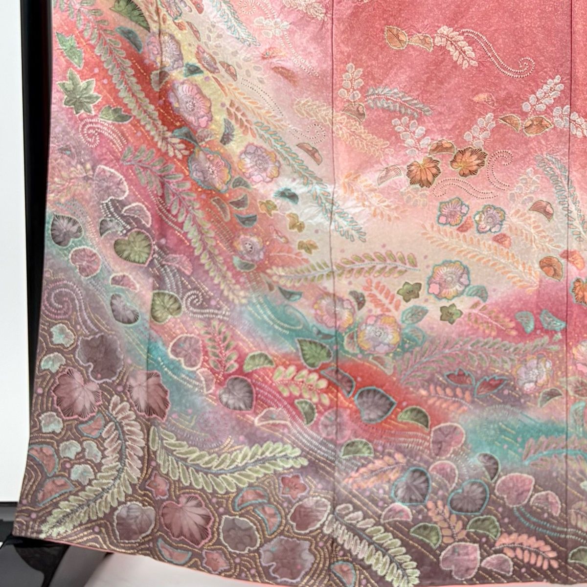 美品】 訪問着 身丈164cm 裄丈67cm M 袷 辻が花 金彩 ぼかし ピンク