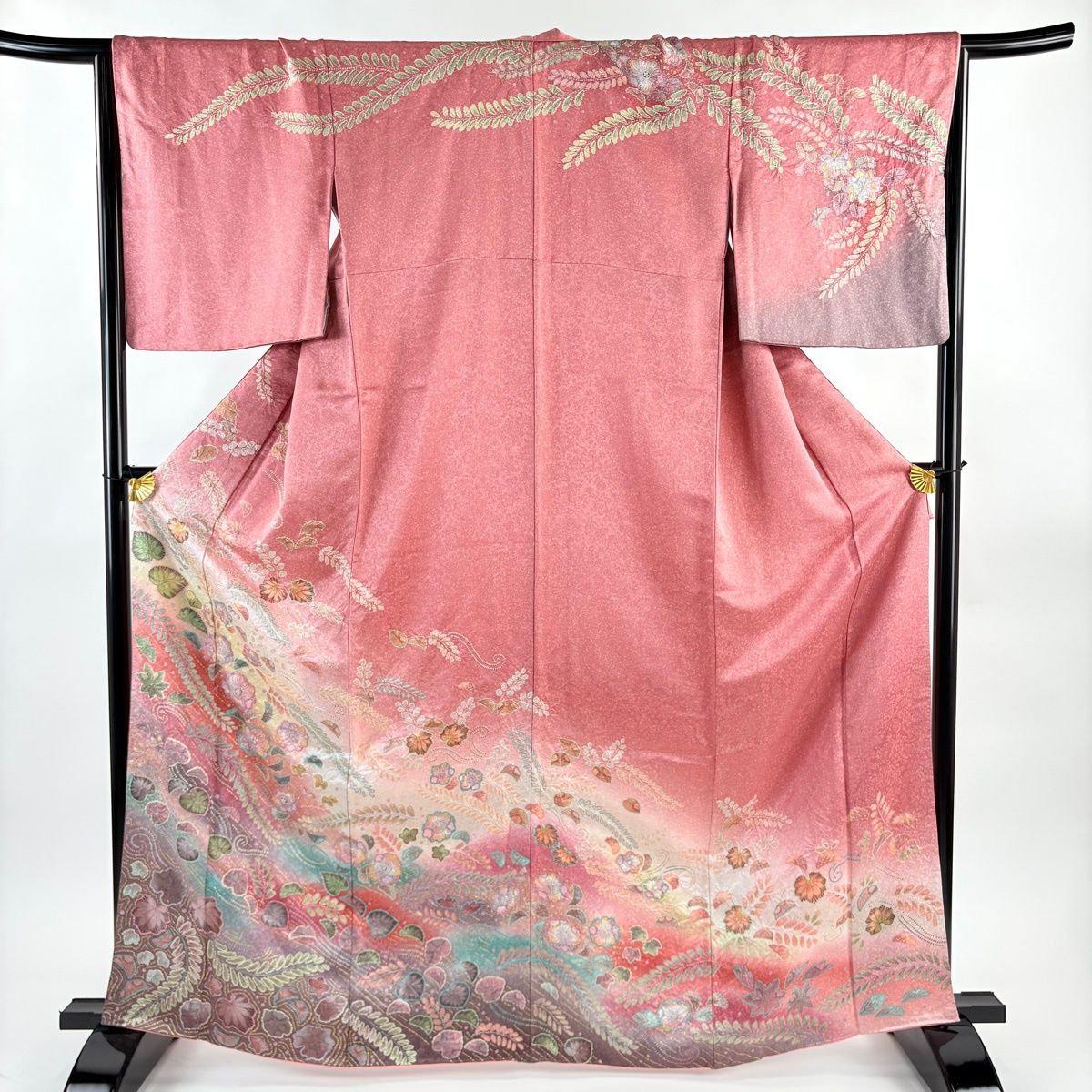美品】 訪問着 身丈164cm 裄丈67cm M 袷 辻が花 金彩 ぼかし ピンク
