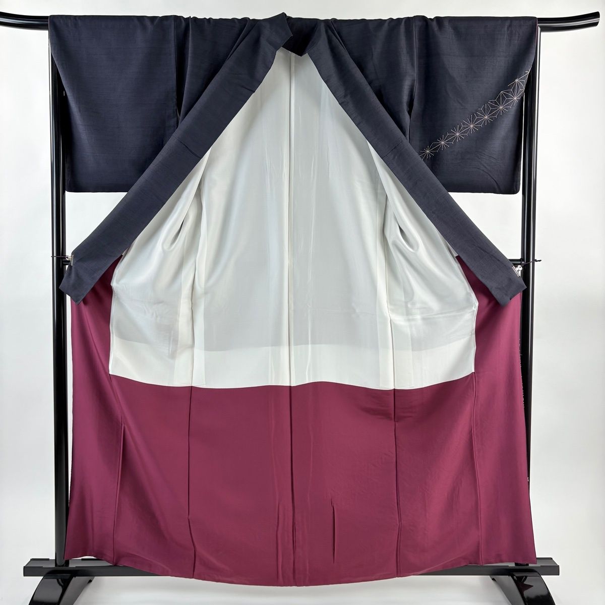 付下げ 身丈162.5cm 裄丈67.5cm L 袷 紬地 有職文様 幾何学模様 刺繍