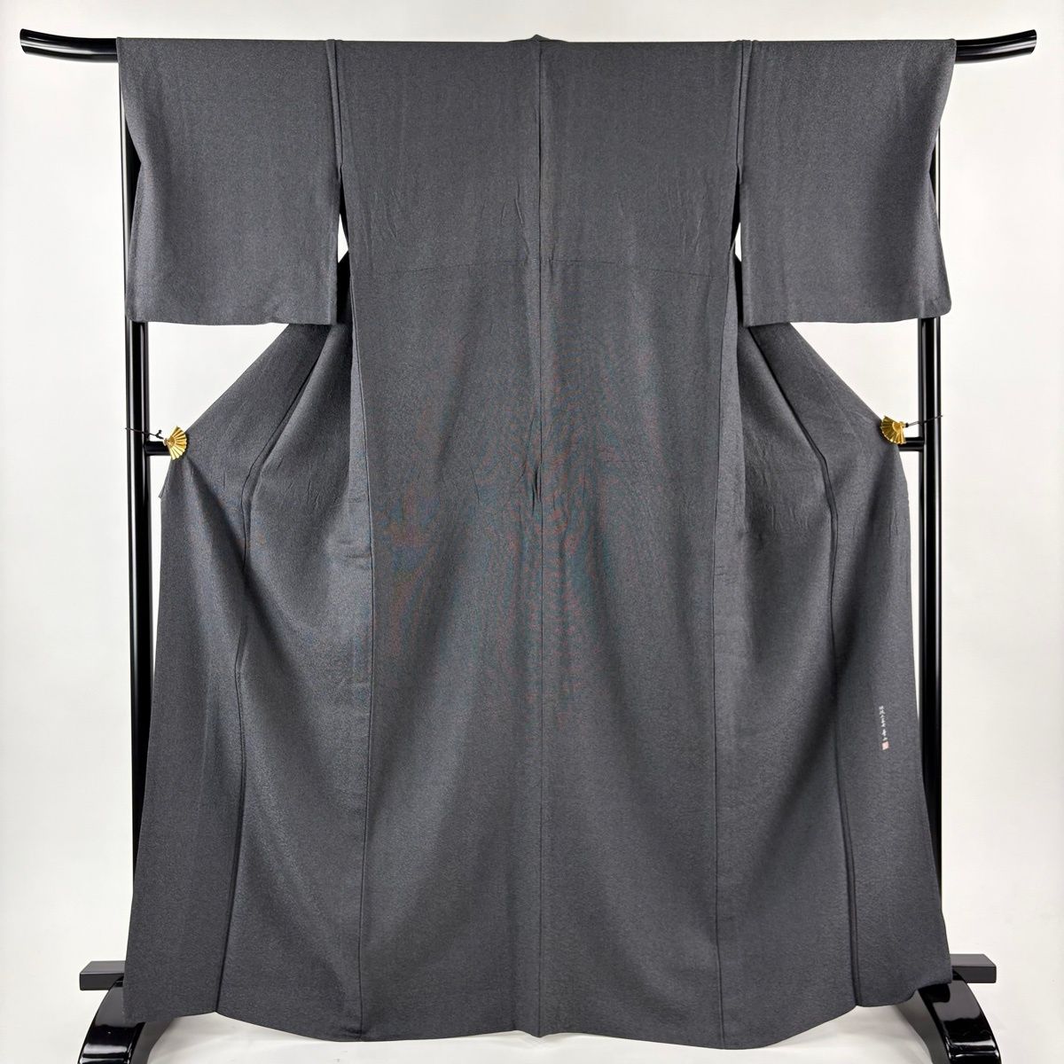 江戸小紋 身丈167cm 裄丈67.5cm L 単衣 落款 角通し 黒灰 正絹 名品