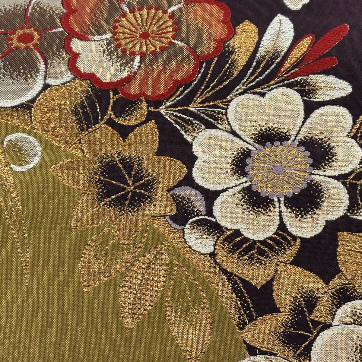 袋帯 秀品 草花 藤 金糸 箔 鶯色 六通 正絹 【中古】 - メルカリ