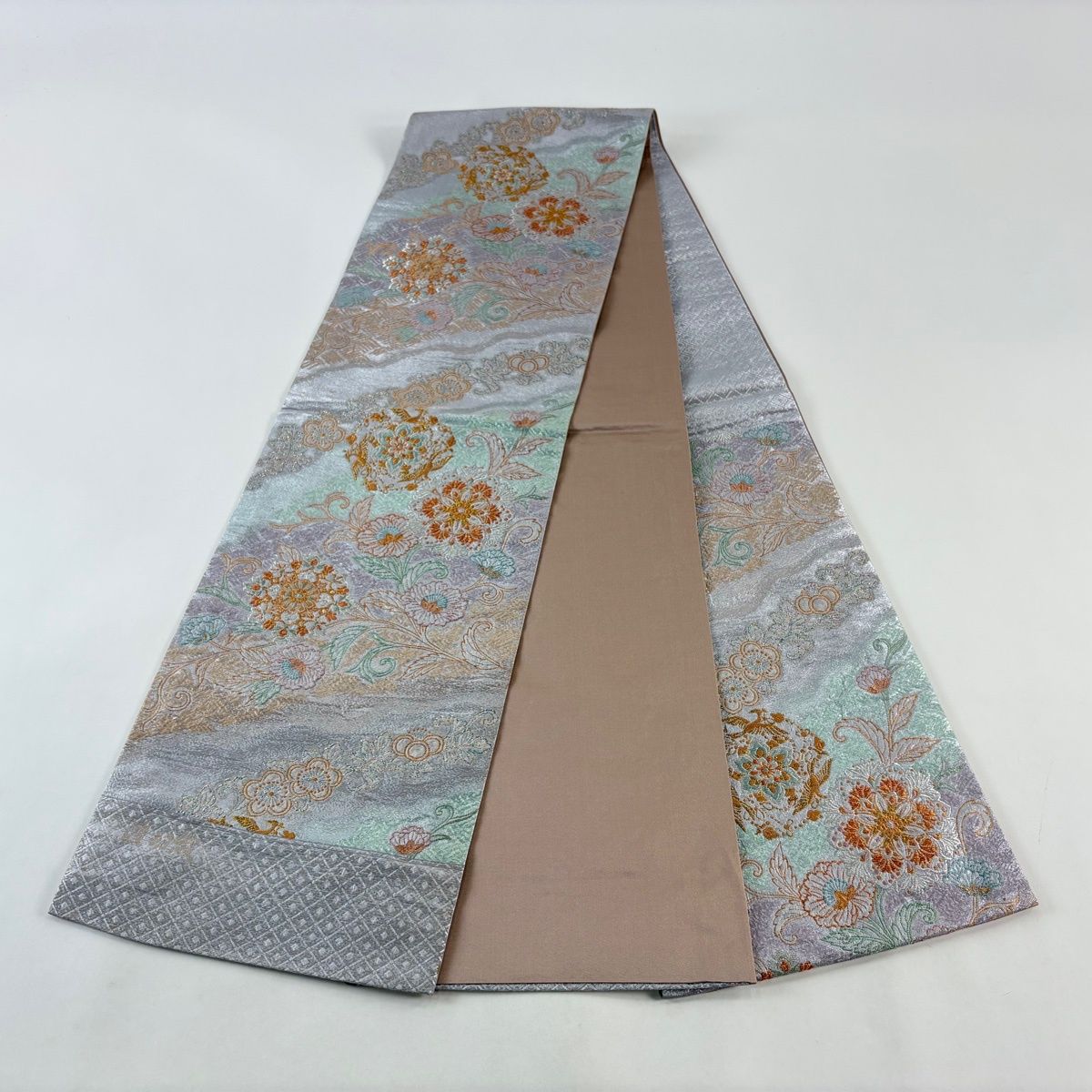 袋帯 秀品 華文 花唐草 金銀糸 箔 灰紫 六通 正絹 【中古】 - メルカリ