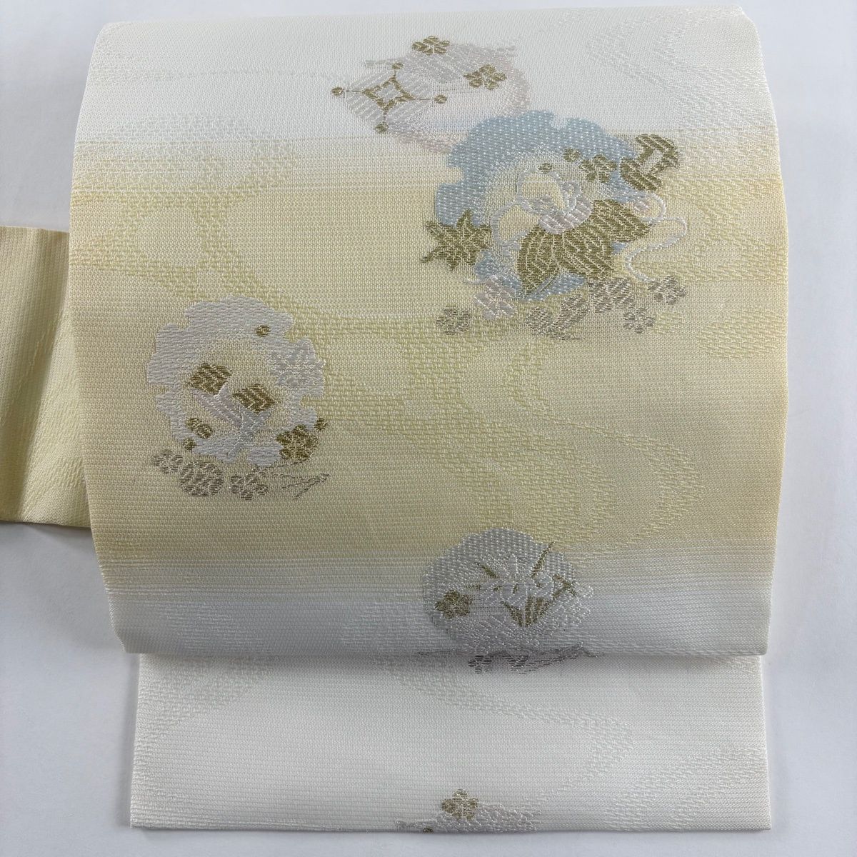 名古屋帯 秀品 夏帯 絽 雪輪 宝尽くし 金銀糸 クリーム 正絹