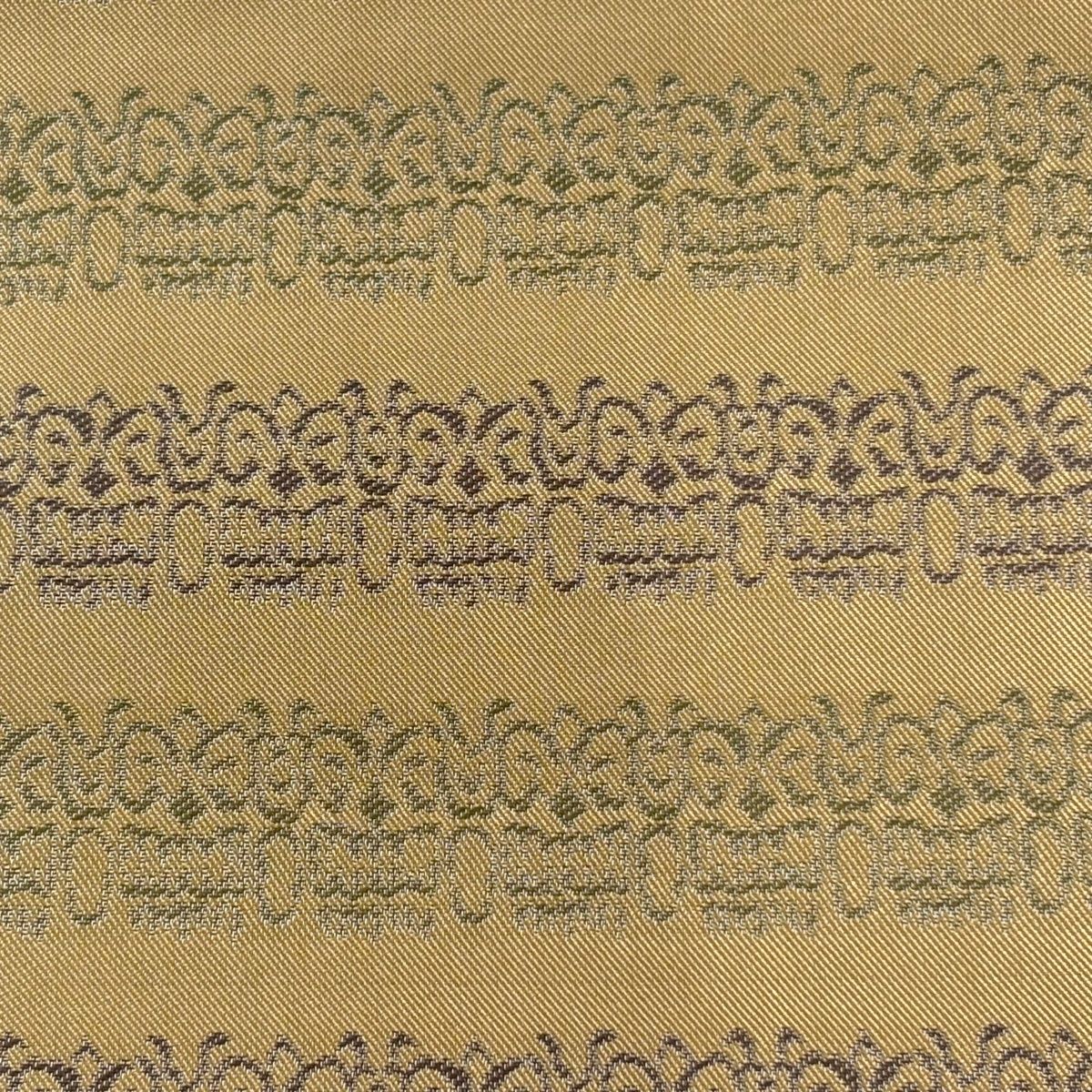 開き名古屋帯 秀品 比翼仕立て 幾何学 薄茶色 正絹