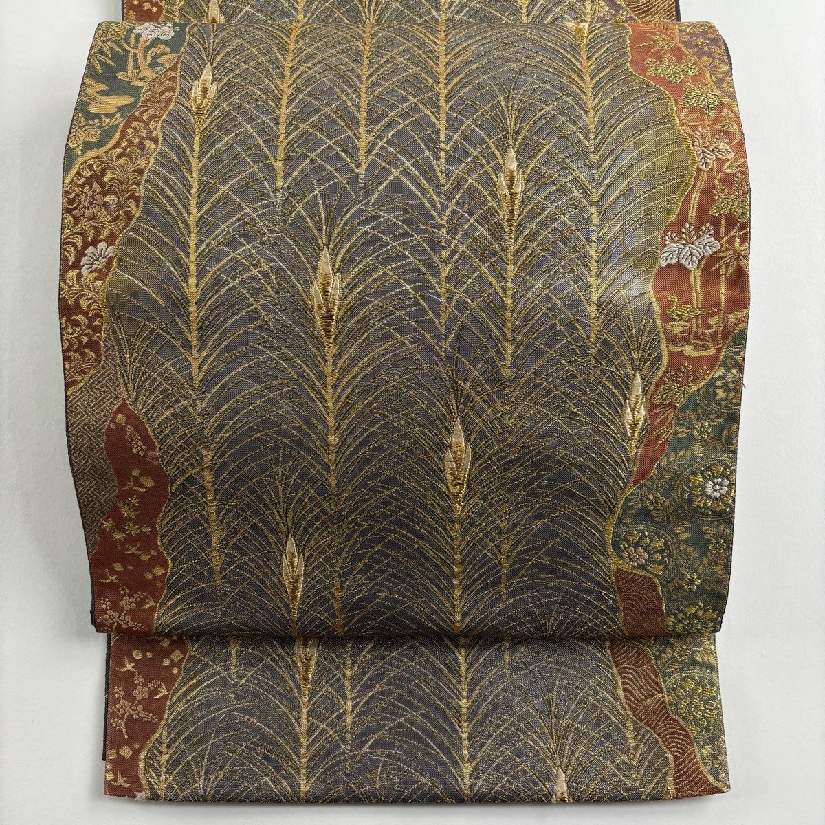 袋帯 秀品 大王松 花鳥 金糸 箔 銀色 お太鼓柄 正絹 【中古】 - メルカリ
