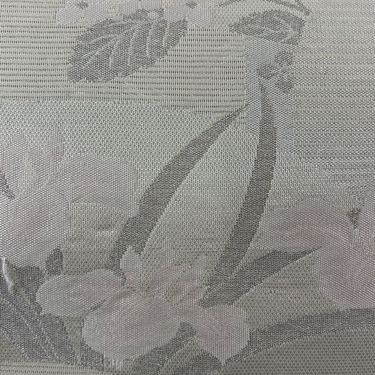 名古屋帯 秀品 夏帯 紫陽花 菖蒲 銀糸 箔 クリーム 正絹