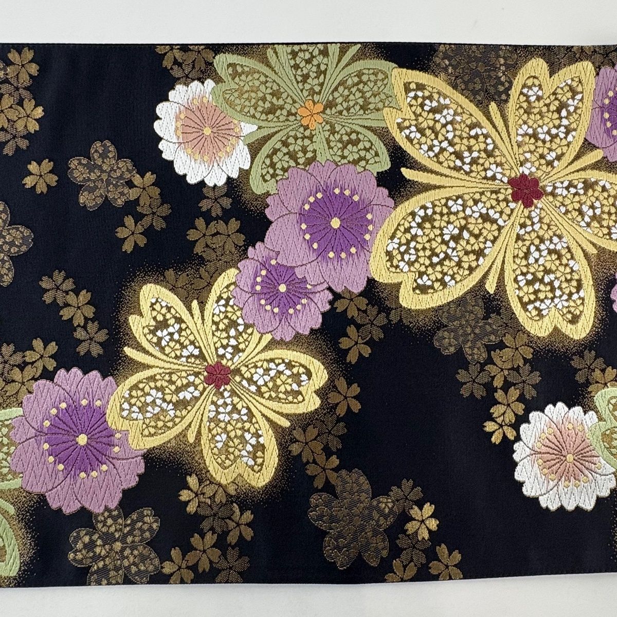 美品】 袋帯 秀品 桜 花 箔 墨色 六通 正絹 【中古】 - メルカリ