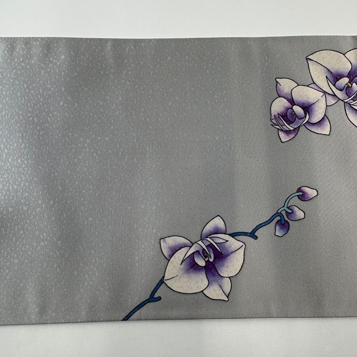 美品】 袋帯 秀品 斉藤三才 落款 花 箔 灰色 お太鼓柄 正絹 【中古