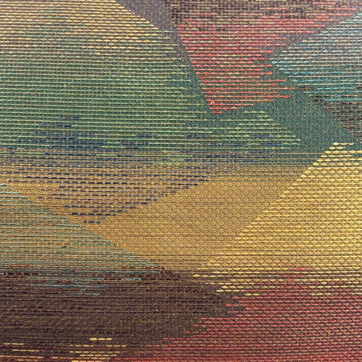 袋帯 秀品 草木本泥染 幾何学模様 金糸 赤紫 六通 正絹