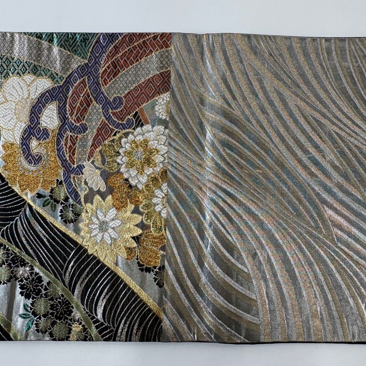 袋帯 秀品 雪輪 草花 金糸 箔 黒 六通 正絹 【中古】 - メルカリ