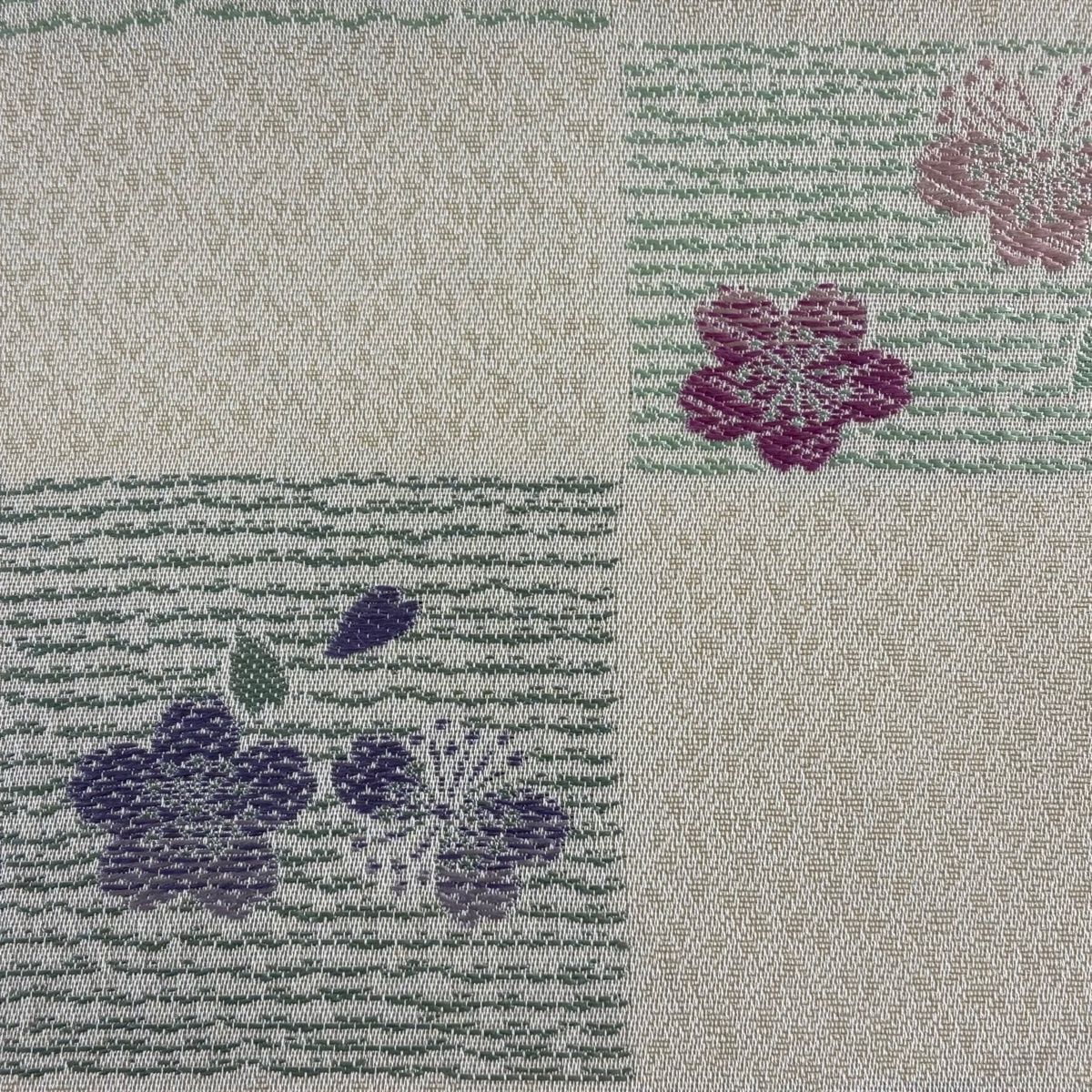 名古屋帯 秀品 桜 花びら クリーム 正絹