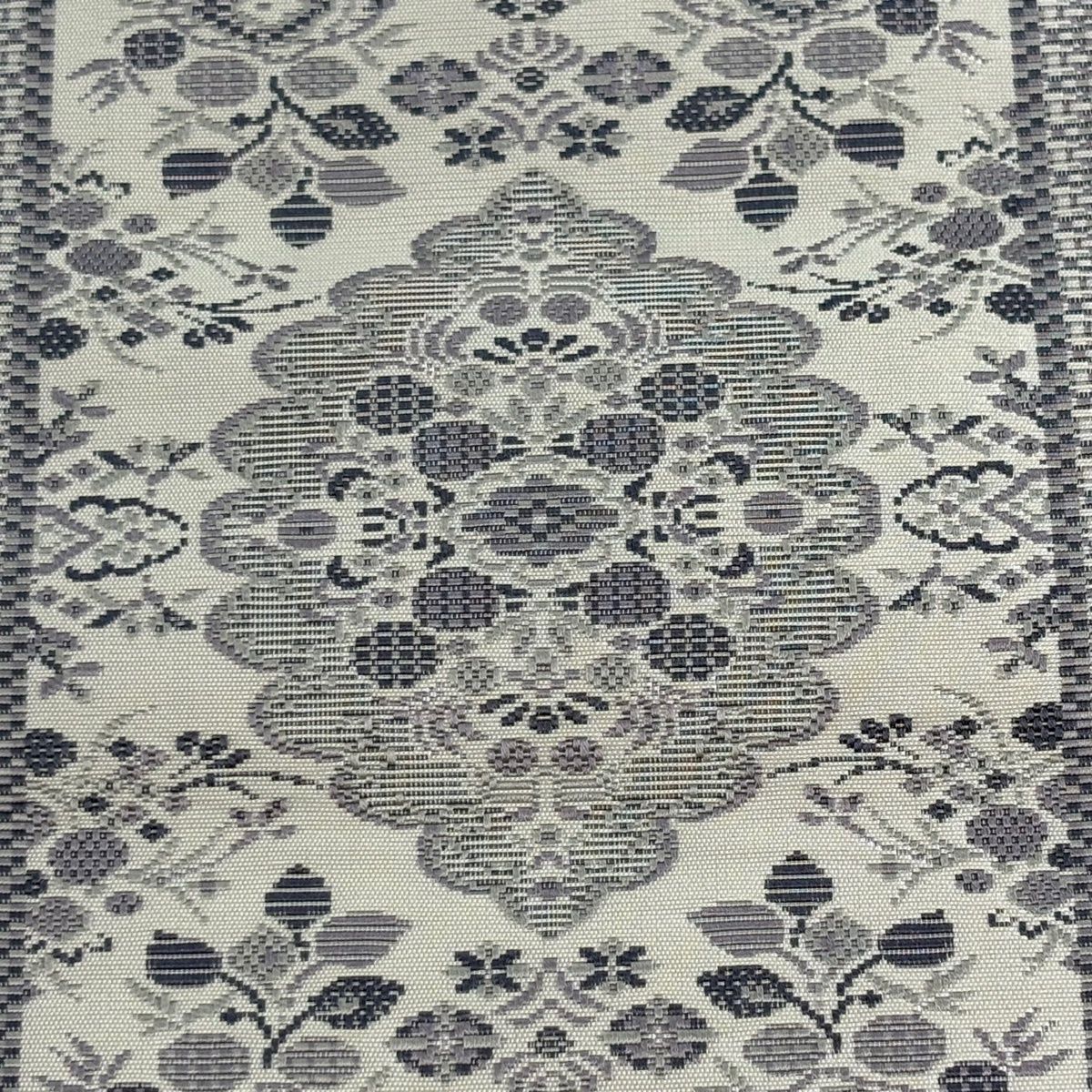 半幅帯 優品 博多織 証紙有 華文 灰白 正絹