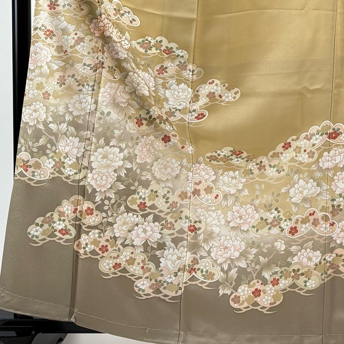 美品】 訪問着 身丈163cm 裄丈66.5cm M 袷 袋帯セット 笠松 牡丹 金糸