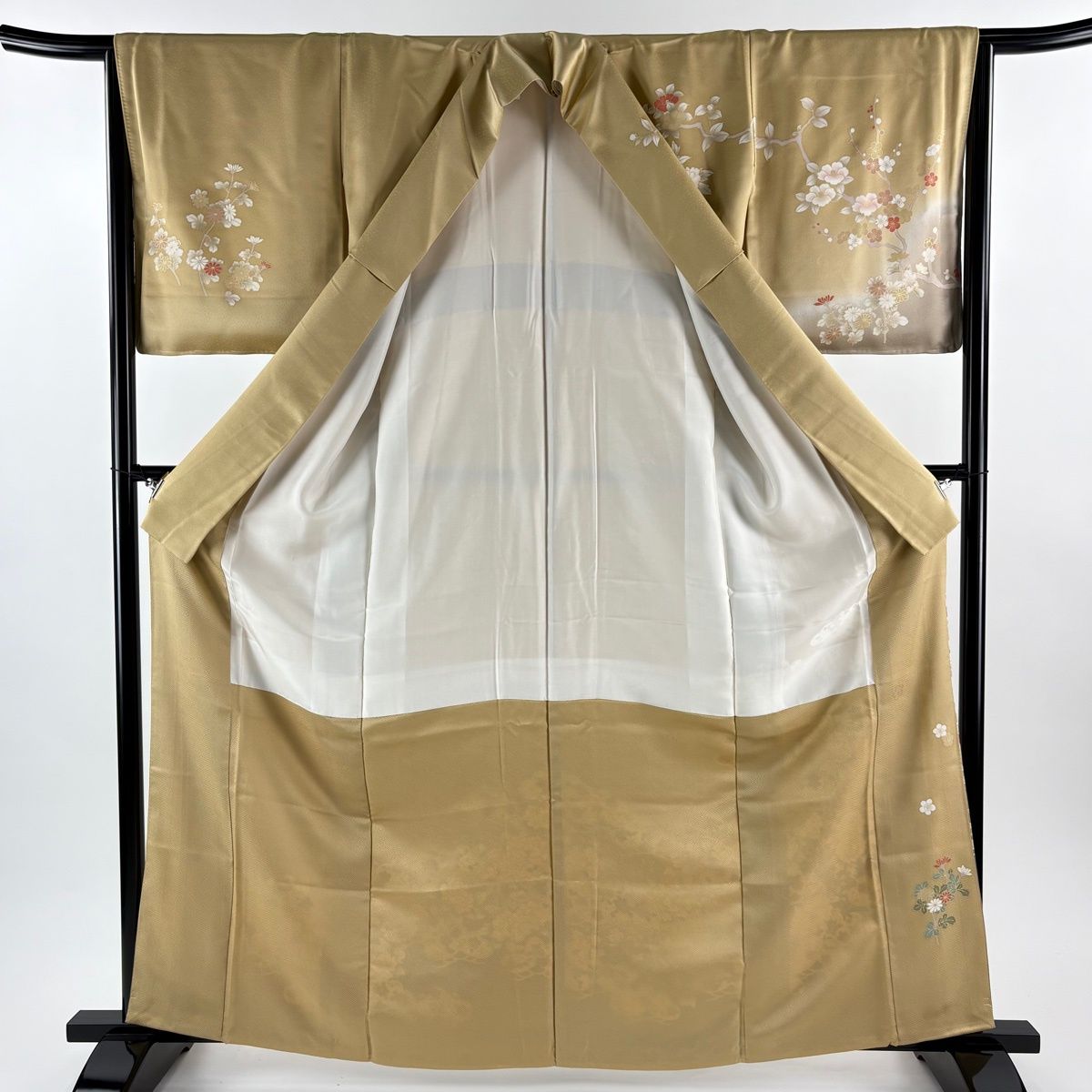 美品】 訪問着 身丈163cm 裄丈66.5cm M 袷 袋帯セット 笠松 牡丹 金糸