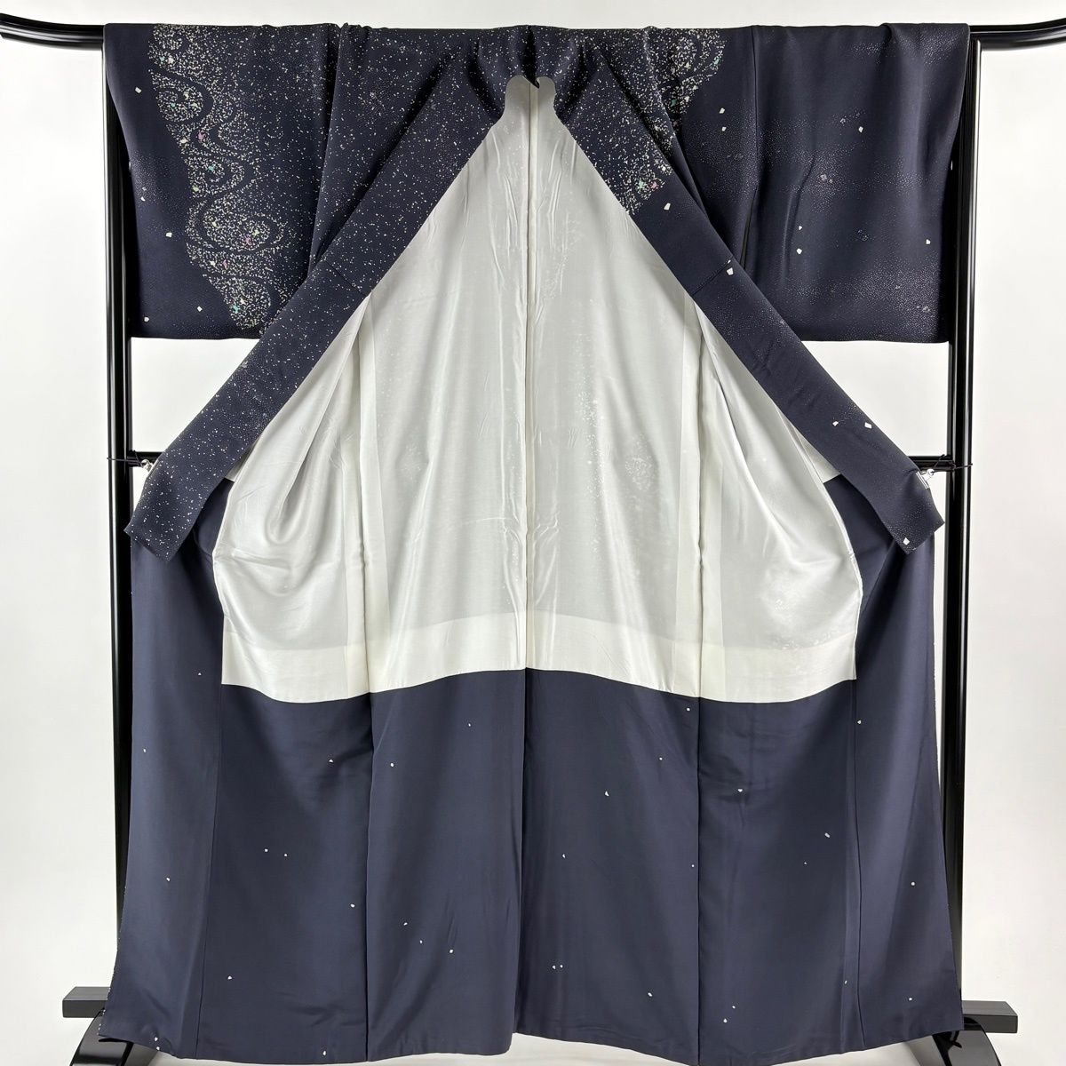 訪問着 身丈163.5cm 裄丈69cm L 袷 袋帯セット 落款 流水 幾何学 銀