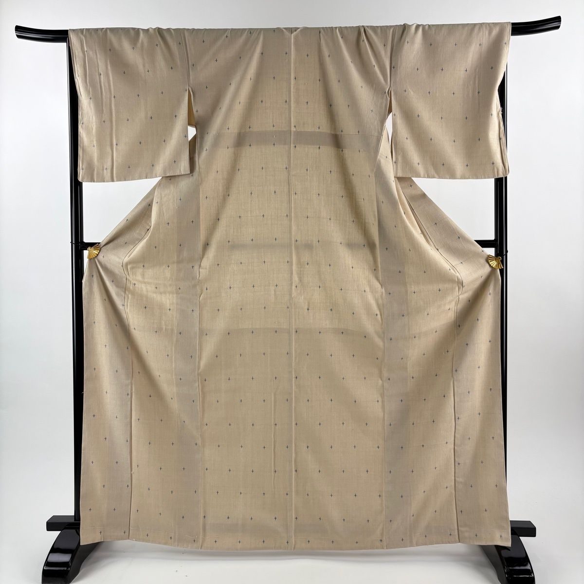 結城紬 身丈167.5cm 裄丈68.5cm L 袷 本場結城紬 村九 証紙 十字絣