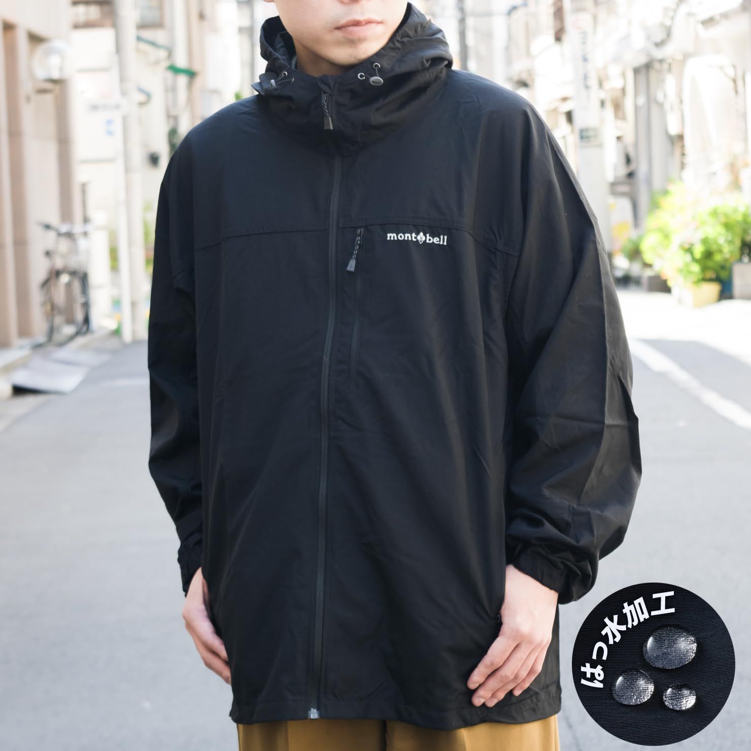 モンベル O.D.パーカ メンズ パーカー ウインドブレーカー ジャケット ナイロン1103320 ブラック BK L