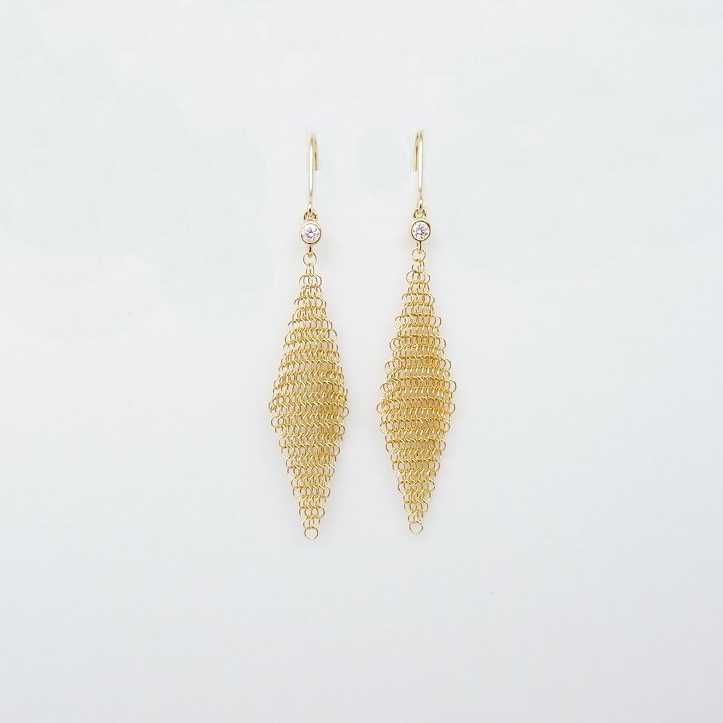 ティファニー エルサ ペレッティ メッシュ ピアス ダイヤモンド 0 06 ct 750 YG SAランク