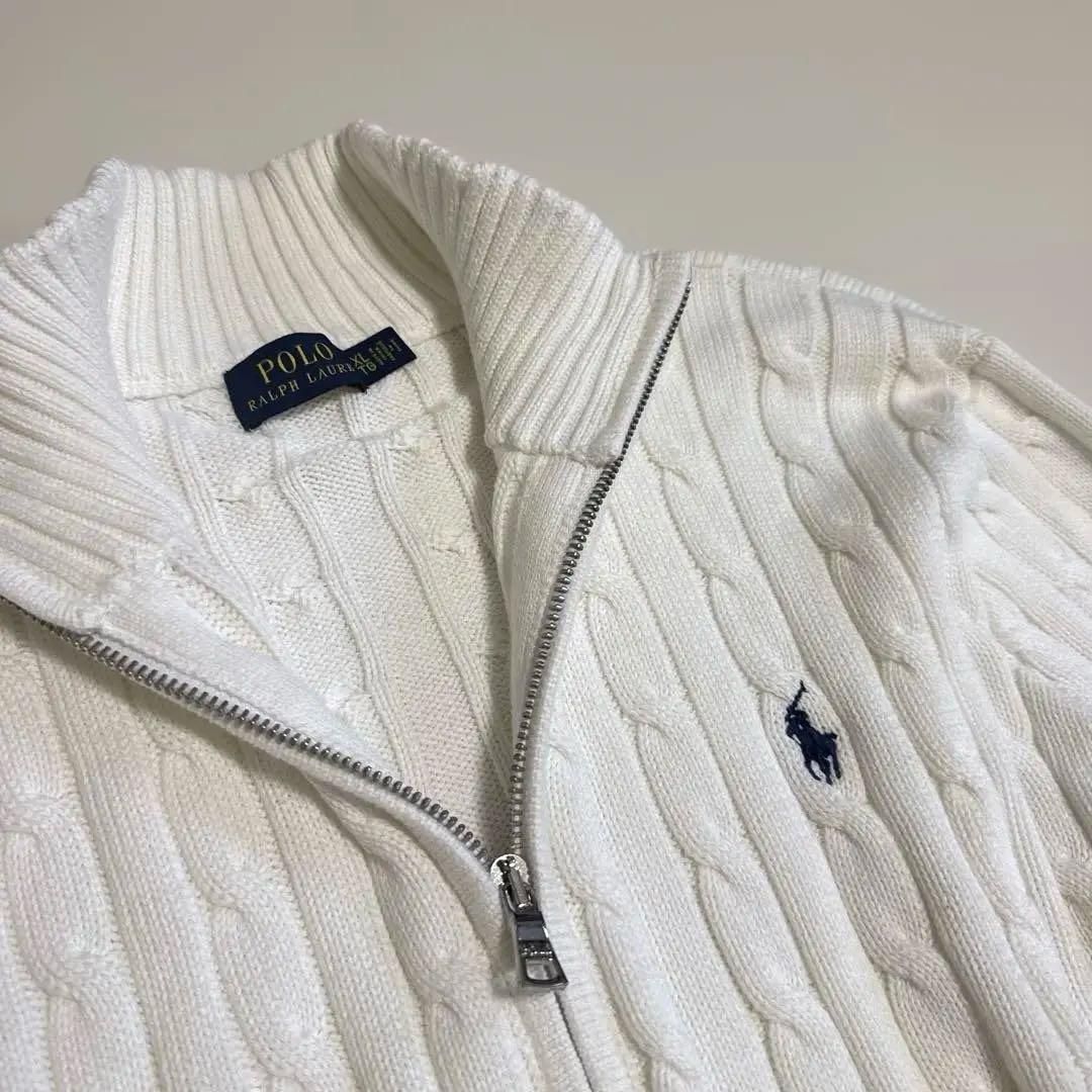 希少サイズ✨現行タグ ポロラルフローレン ケーブル カーディガン 刺繍