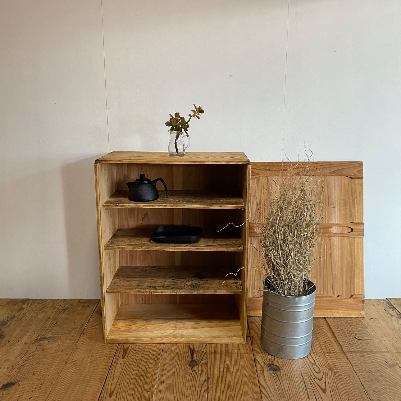 アンティーク 仕切り棚 チェスト 食器棚 書類棚 無垢材 無塗装 y 322