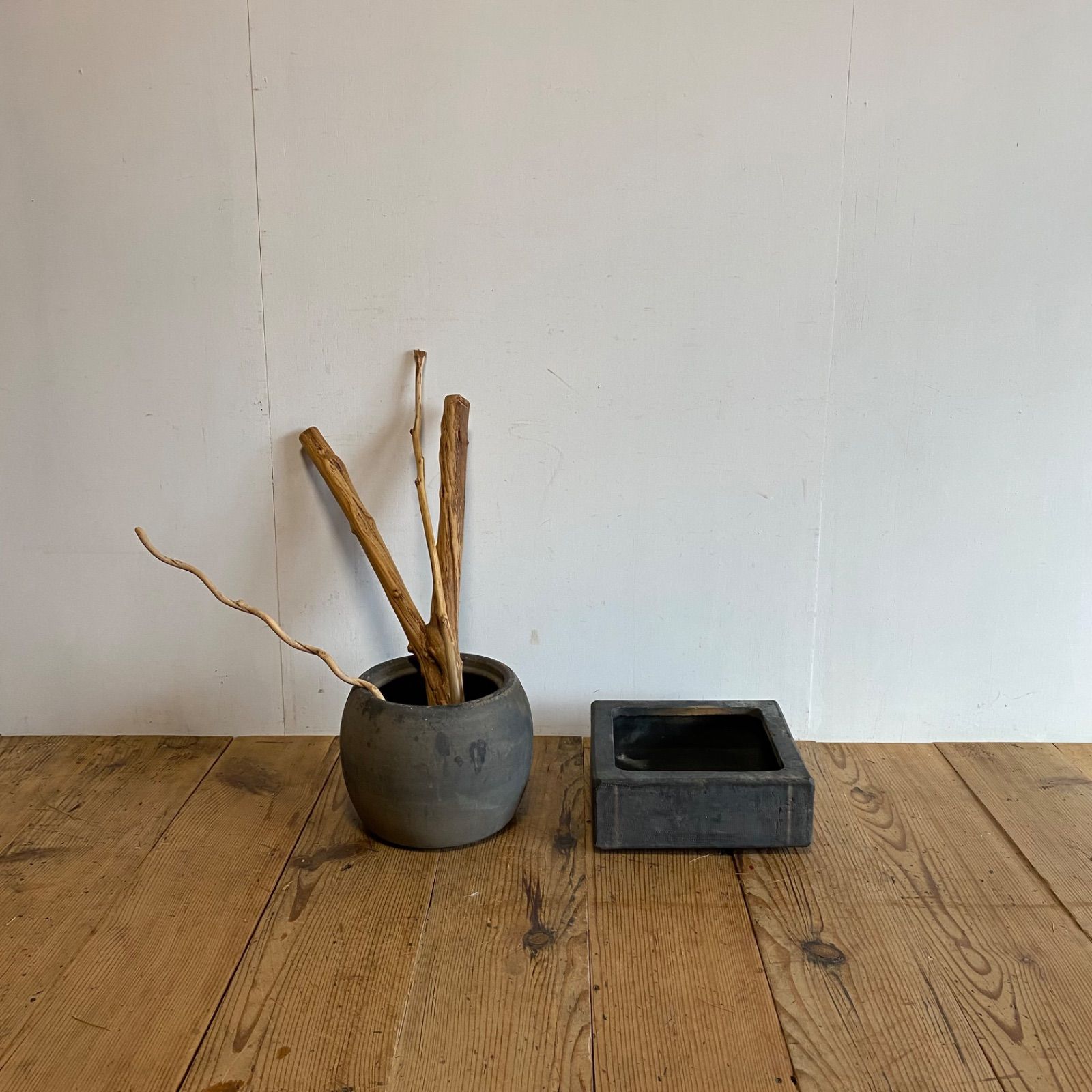 アンティーク 2点セット 墨壺 火鉢 陶器 ガーデニング y327 - メルカリ