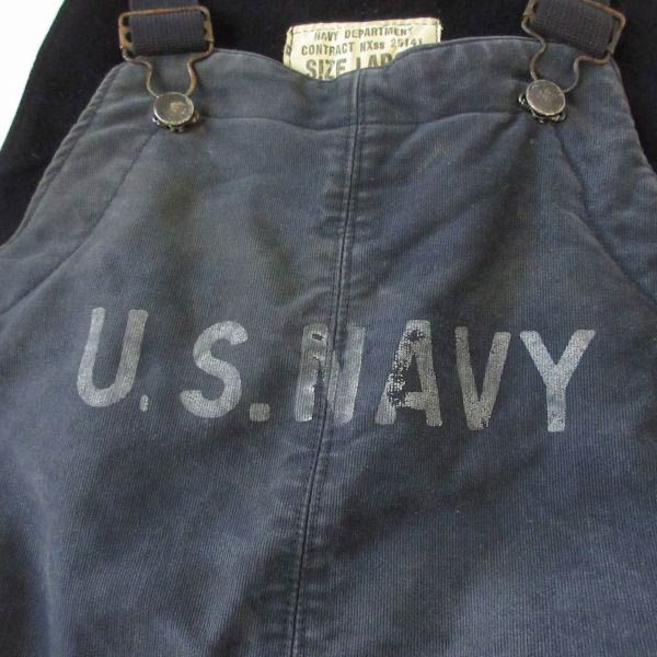40s 実物 米軍 US NAVY フック金具 デッキパンツ 紺系 L 40s 実物 米軍 US NAVY フック金具 デッキパンツ 紺系 L