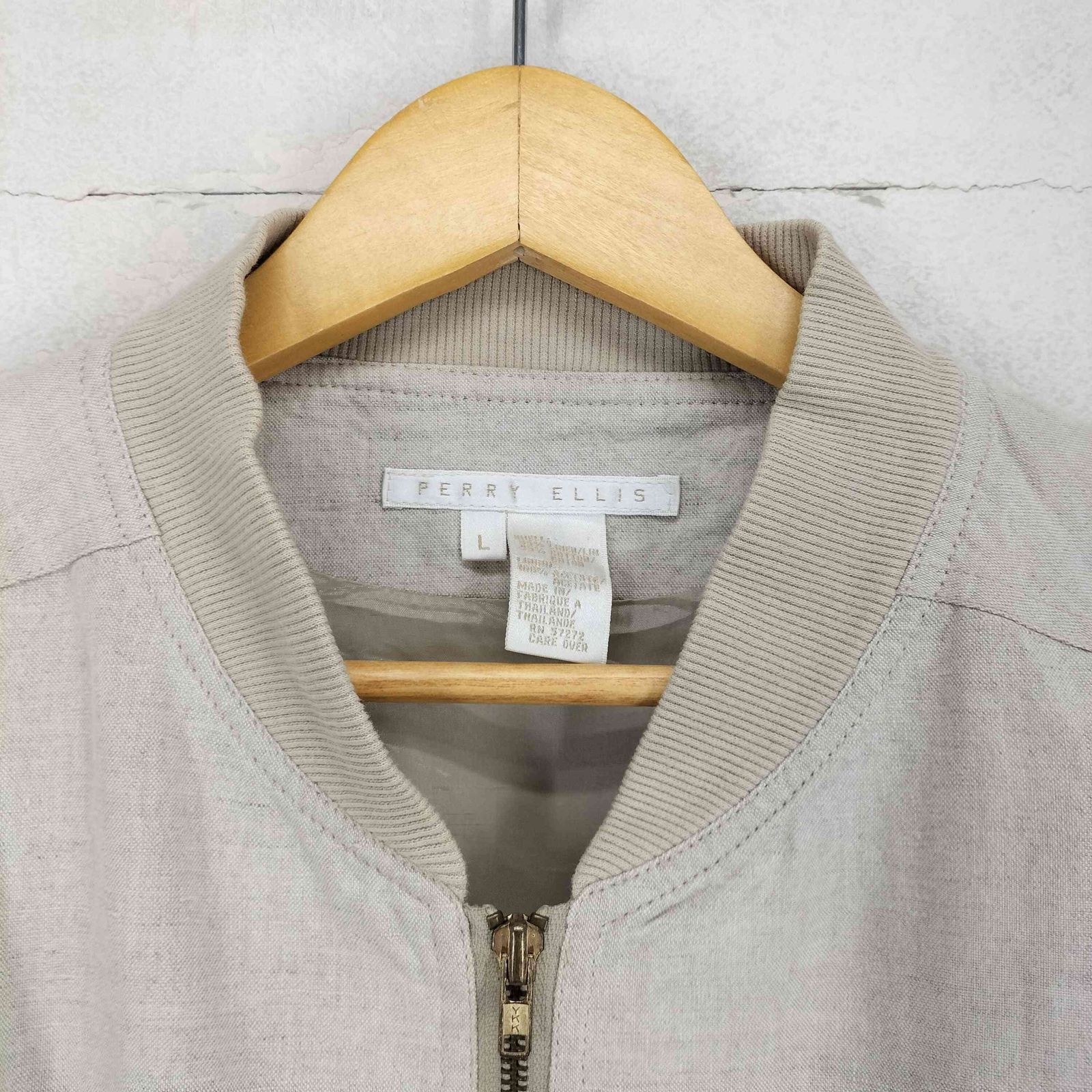 ペリーエリス PERRY ELLIS リネン混ブルゾンジャケット メンズ L