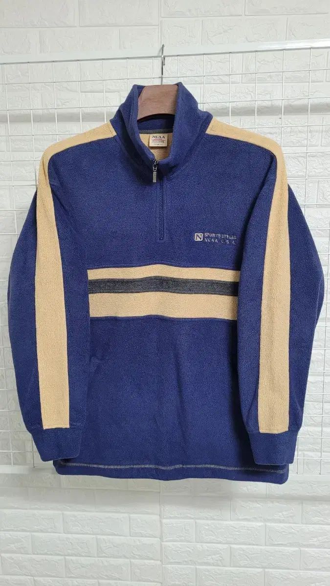 M-100 NCAAxデサント 90'sヴィンテージ usa フリースプルオーバーハーフジップ L