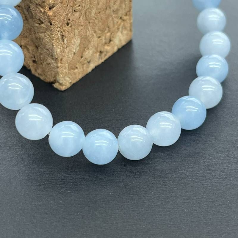 223:アクアマリン ブレスレット 8mm 17cm 高品質 水色 透明感 天然石