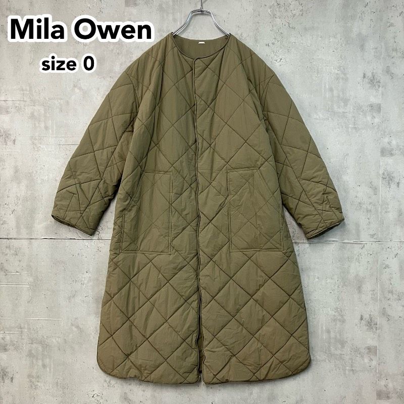 Mila Owen ミラオーウェン キルティングロングコート ノーカラー 